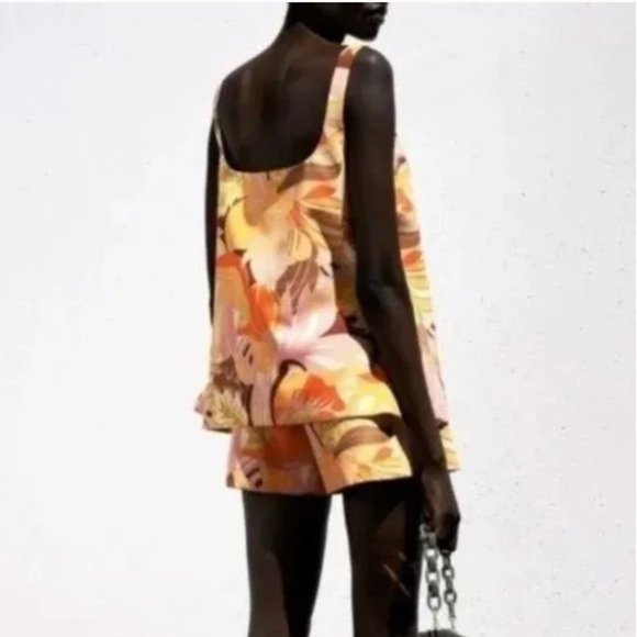 NWT - Zara Yellow/Orange 70s Retro Print Top - Picture 6 of 6